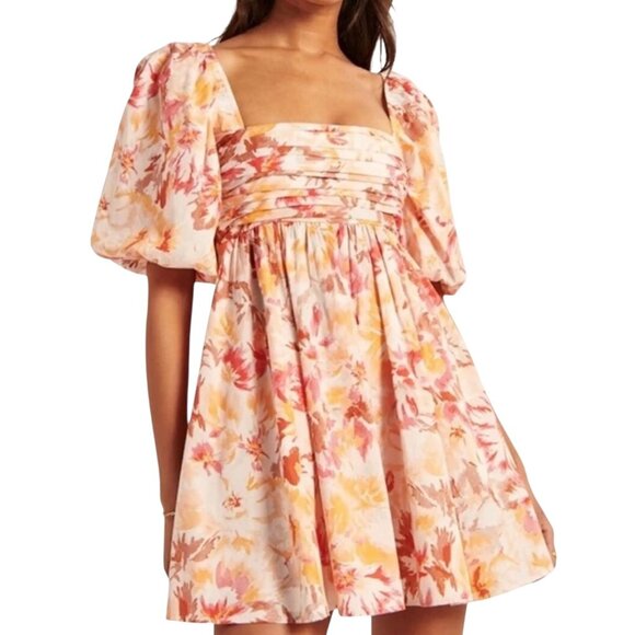 Abercrombie And Fitch Ruched Bodice Puff Sleeve Dress XS - Picture 3 of 10